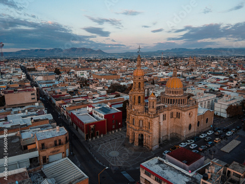 aerial view of temple in the city