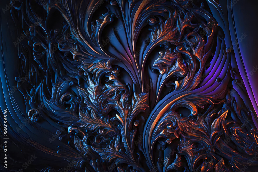 Abstract background wallpaper, purple and gold metallic 3D shapes, generative AI Abstract background wallpaper, purple and gold metallic 3D shapes, generative AI