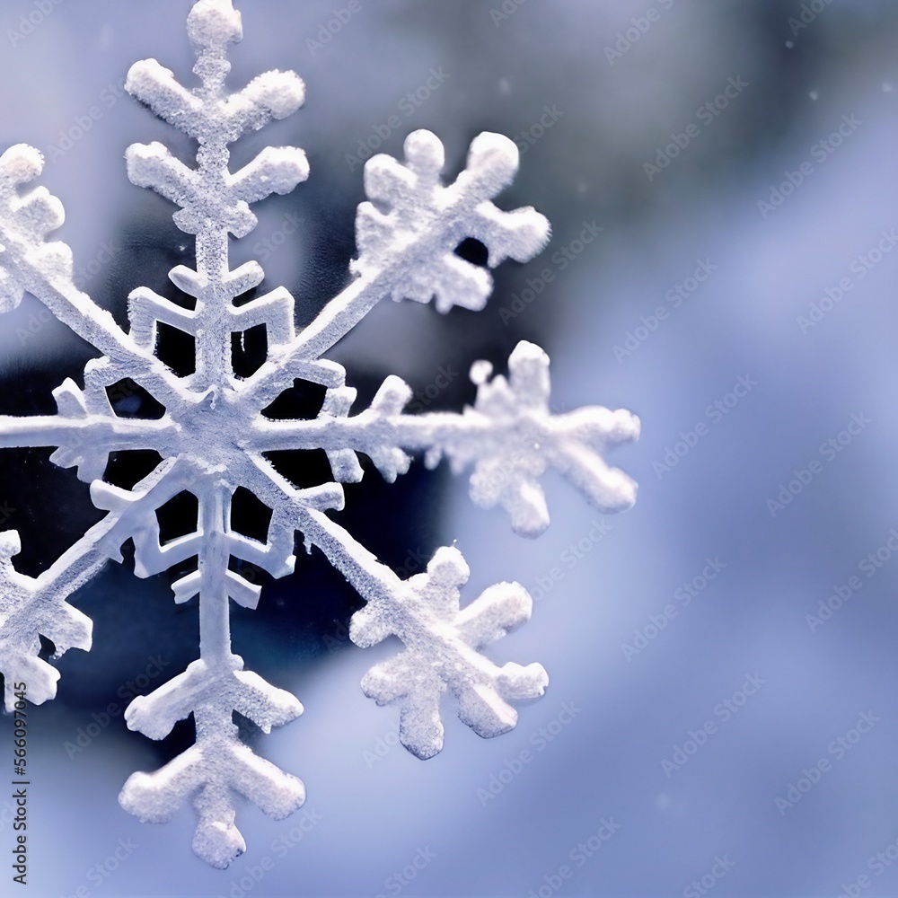 Close up of a Isolated and Symmetrical Snowflake in Winter Close up of a Isolated and Symmetrical Snowflake in Winter