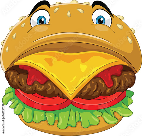 Cartoon burger on white background