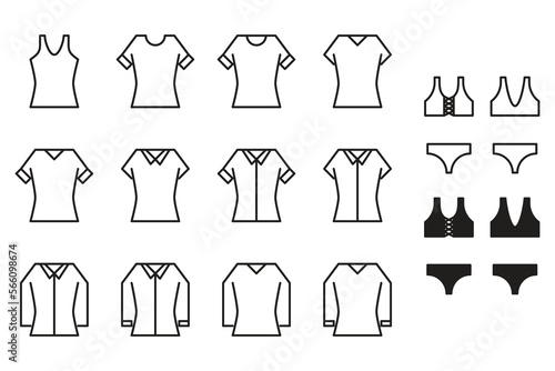 line icon set.
women's clothing patterns.