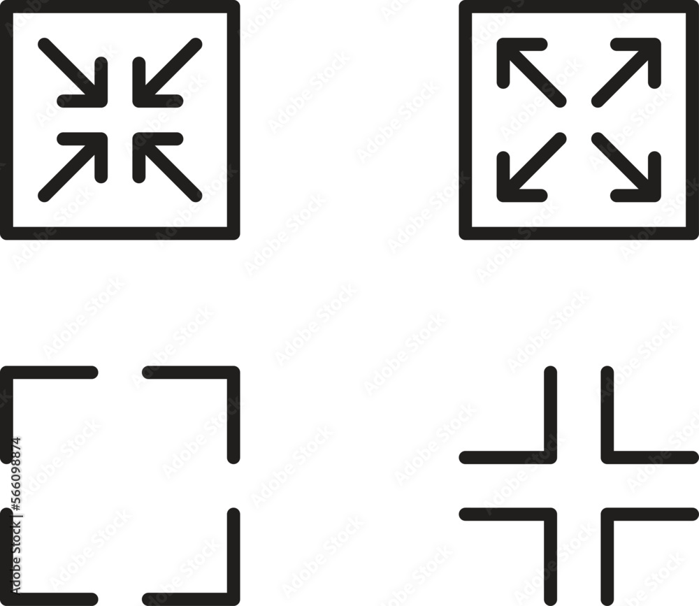 line illustration of screen magnifier arrow and reducer icon. line illustration of screen magnifier arrow and reducer icon.