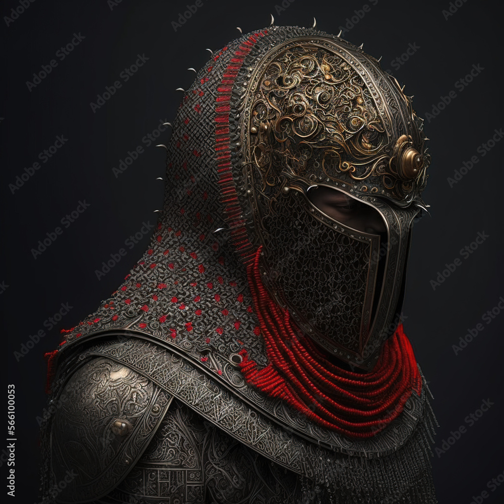 Obraz premium red medieval armor and soldier