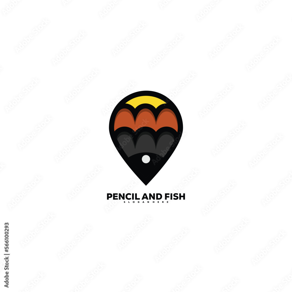 pencil with fish logo combination design vector pencil with fish logo combination design vector