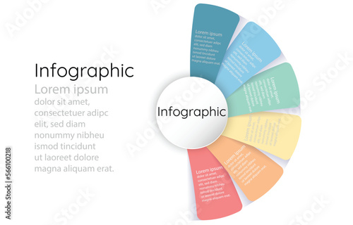 Infographic propeller template for business information presentation. Vector geometric elements. pastel modern workflow diagrams. Report plan 6 topics