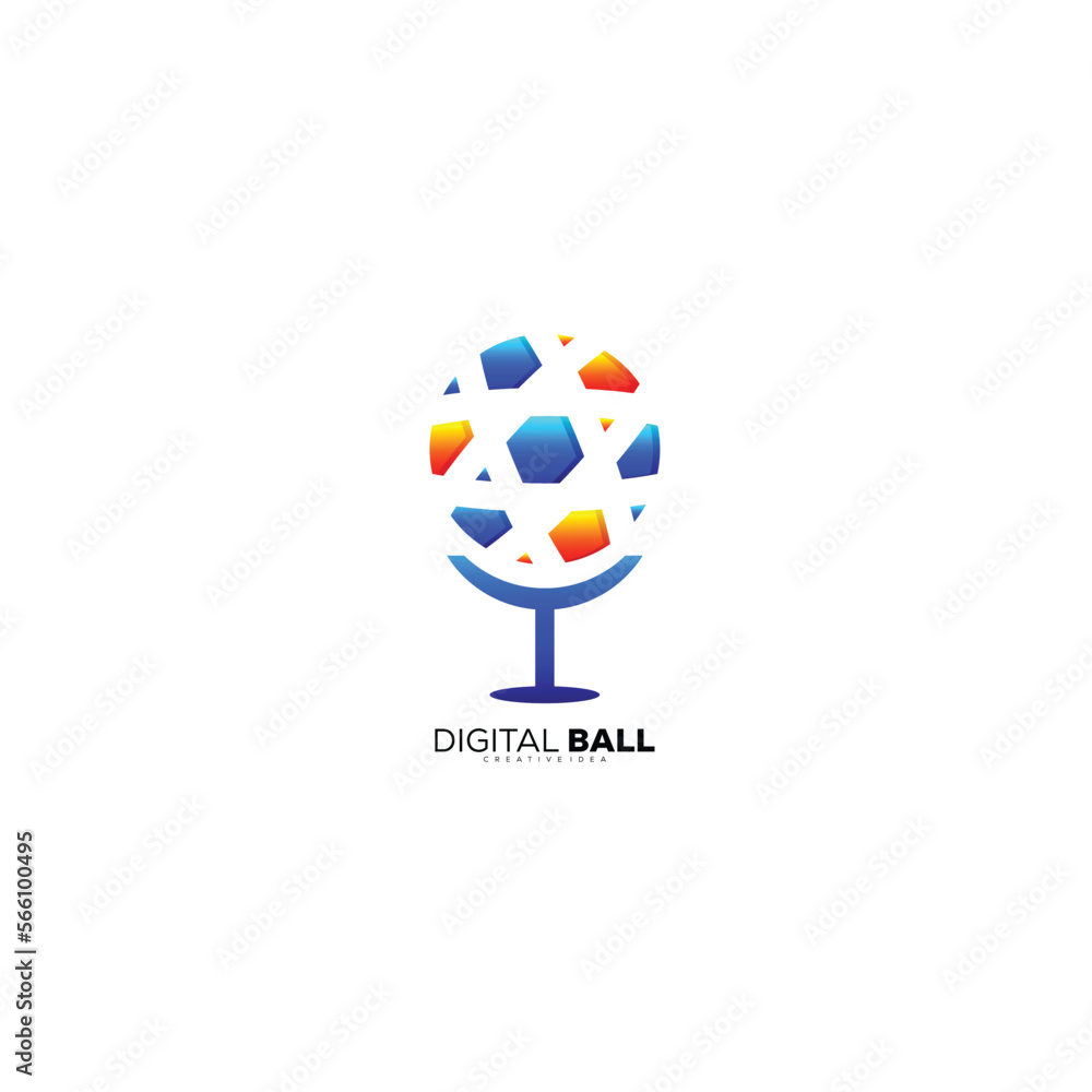 digital ball logo modern technology design template