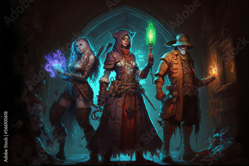 RPG team party adventurers dungeon ruins magic guild  © Leonardo