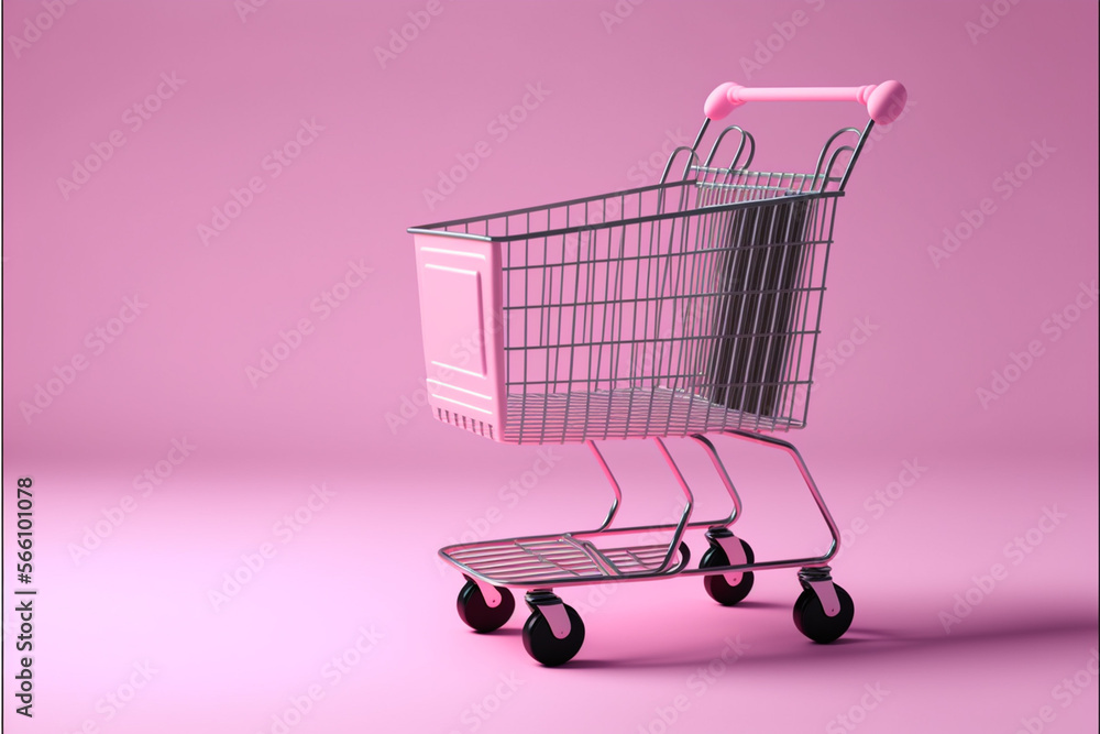 Shopping cart over pink background Shopping cart over pink background