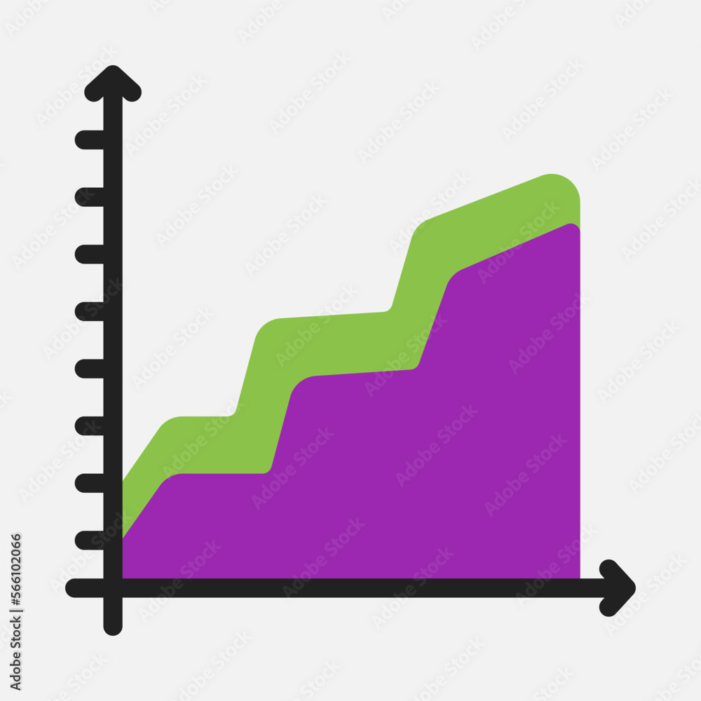Area chart icon in flat style, use for website mobile app presentation Area chart icon in flat style, use for website mobile app presentation