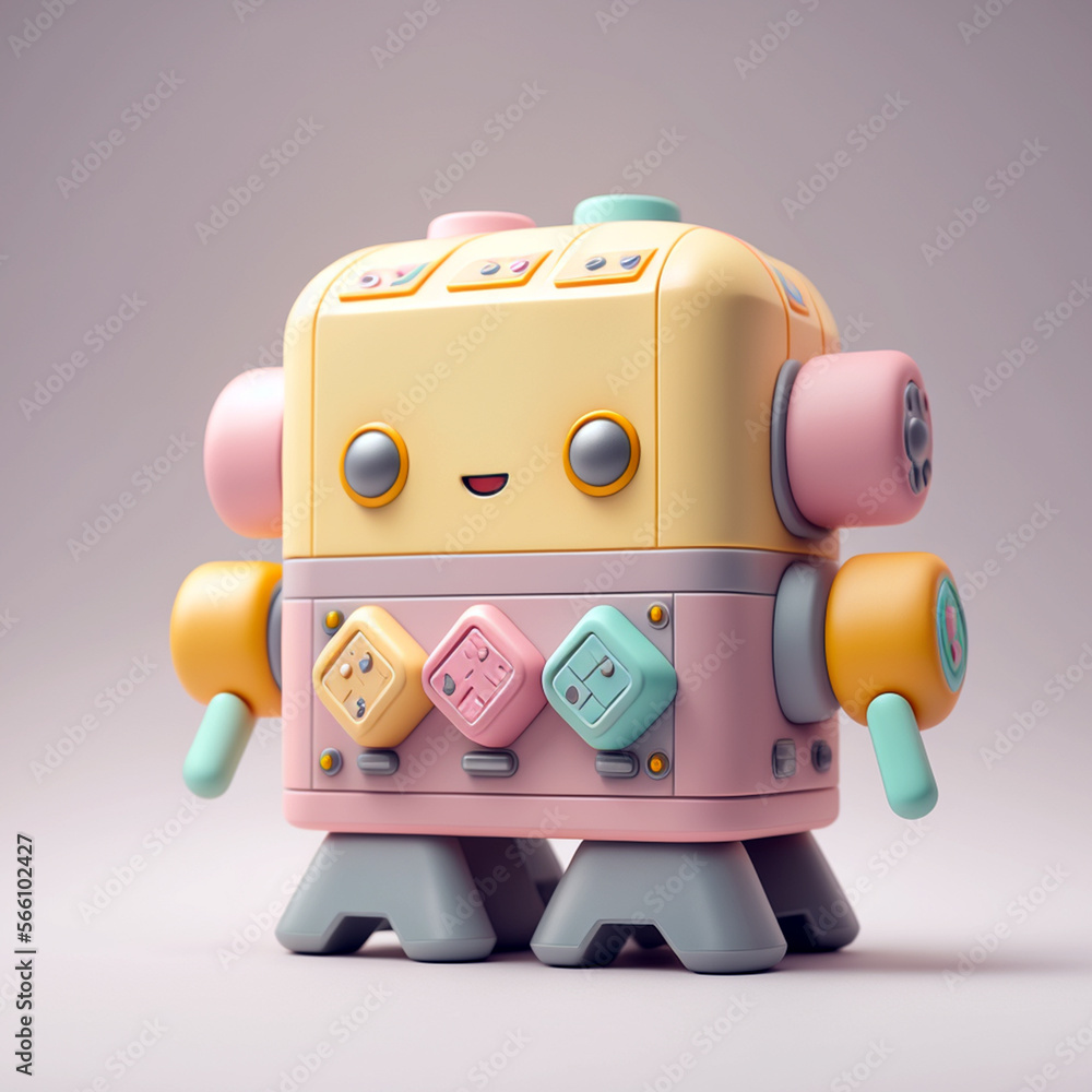 Naklejka premium cute little colorful robot generative AI