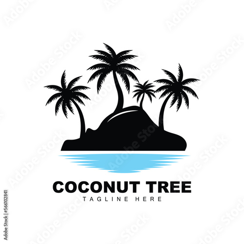Coconut Tree Logo, Ocean Tree Vector, Design For Templates, Product Branding, Beach Tourism Object Logo