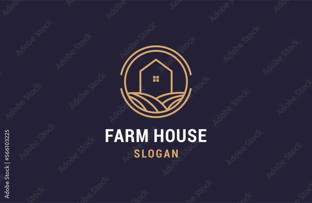 House and Farm Illustration Simple Logo. Organic Life Style Branding Design Template Logo. House and Farm Illustration Simple Logo. Organic Life Style Branding Design Template Logo.