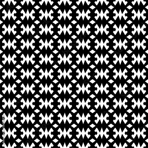 Vector pattern in geometric ornamental style. Black and white color.Seamless repeat pattern.Simple geo all over print block for apparel textile, ladies dress, fashion garment, digital wall paper.