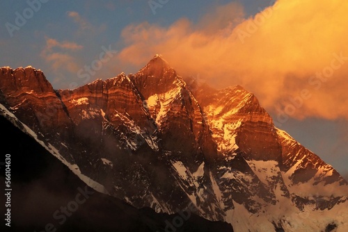 Sunset of Mt. Lhotse from Tengboche photo