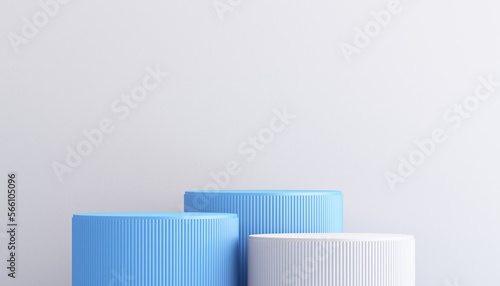 3d blue and white product podium mockup with minimal abstract background  3d rendering