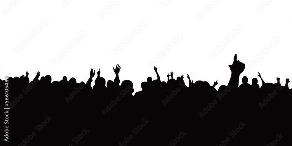 audience concert silhouette. people crowd in festival icon, sign and symbol.