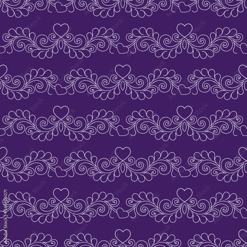 Ornate floral hearts seamless pattern
