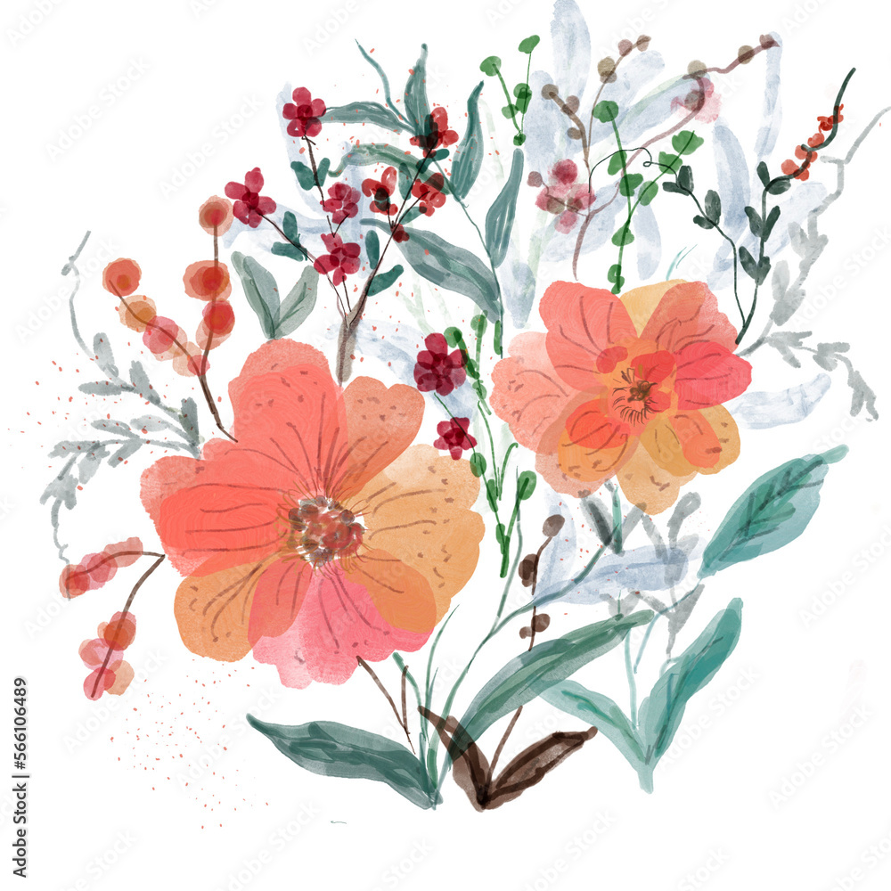 Spring flower watercolor