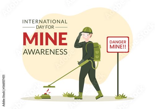 International Mine Awareness Day on April 04 Illustration with Do Not Step on Landmines for Web Banner in Flat Cartoon Hand Drawn Templates