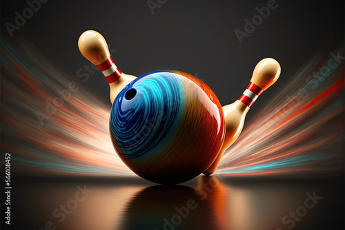 bowling ball hit the pinl, Made by AI,Artificial intelligence