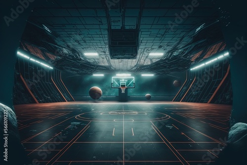Digital illustration about basketball and sports. Generative AI. © SCHRÖDER