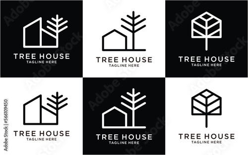 logo design house with tree template