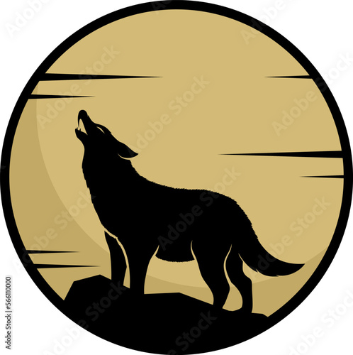 Wolf with full moon behind