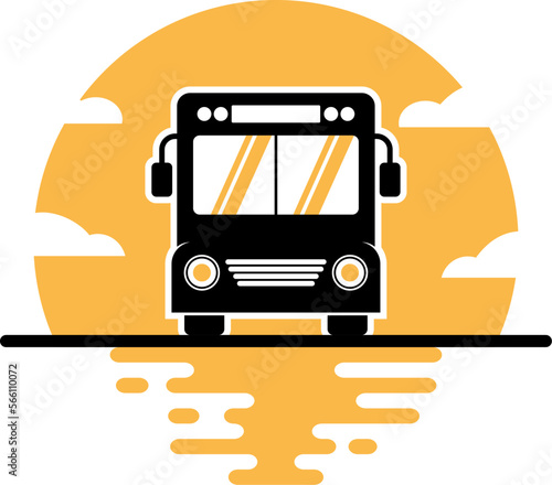 School bus with sun behind