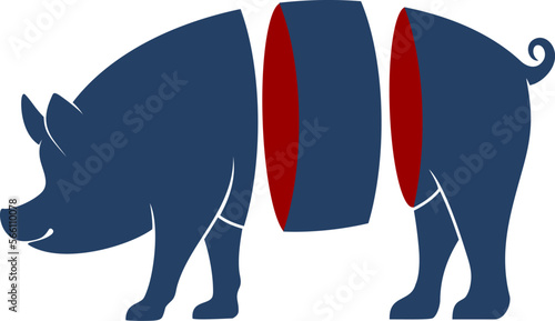 Pork with the slice expose