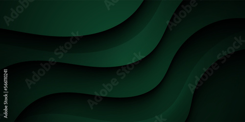 Modern Simple Abstract Dark Background with Green Color Wavy Design. Eps10 Vector Template