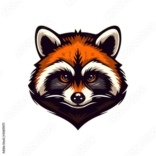 raccoon logo design in flat color vector design template