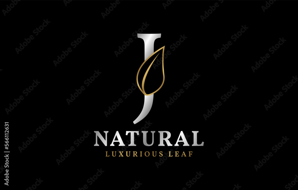 letter J natural luxurious leaf letter J natural luxurious leaf