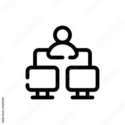 teleworking line icon