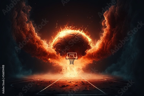 Digital illustration about basketball and sports. Generative AI. © SCHRÖDER