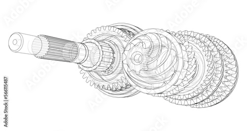 Gearbox sketch. Vector