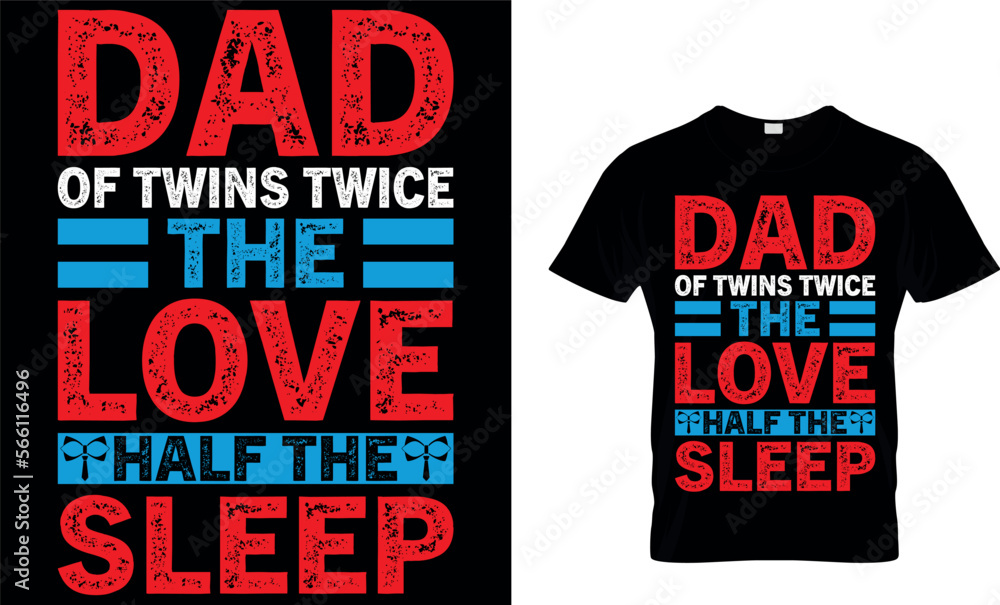 Mens Double the Love Dad of Twins T-Shirt