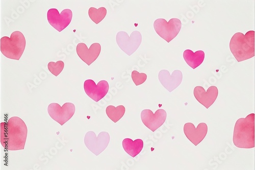 minimalistic watercolor repeating hearts wallpaper illustration with Generative AI