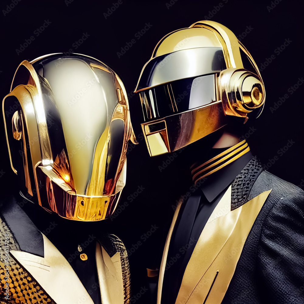 Two men in formal attire and gold helmets. Generative AI Art. Stock ...