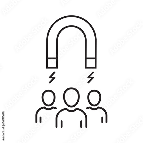 customer retention line icon with a magnet