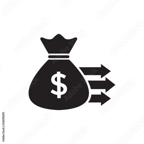Lump sum payment icon with money bag on white