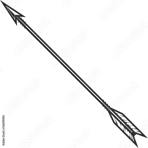 Vintage hunting arrow concept in monochrome style isolated illustration. Design element for label or sign and emblem