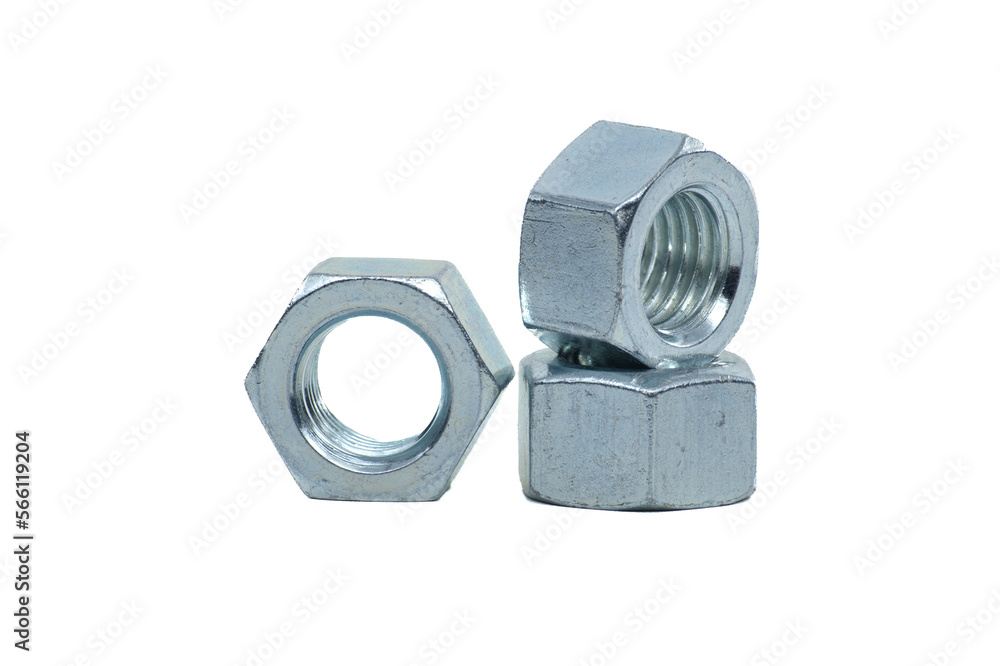 Hexagon nuts isolated on white background Hexagon nuts isolated on white background