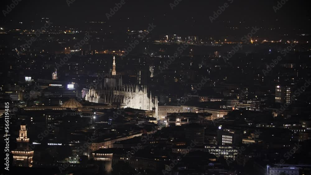 Nightscape of Milan city and Duomo, view from above Nightscape of Milan city and Duomo, view from above