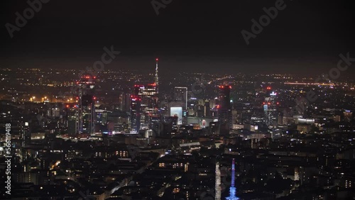 Wallpaper Mural Porta Nuova of Milan at night with glowing lights, aerial view Torontodigital.ca