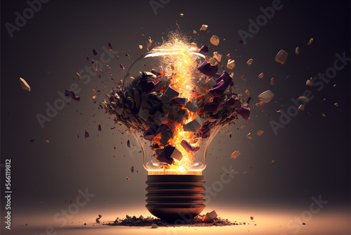 bulb explosion background, generative ai