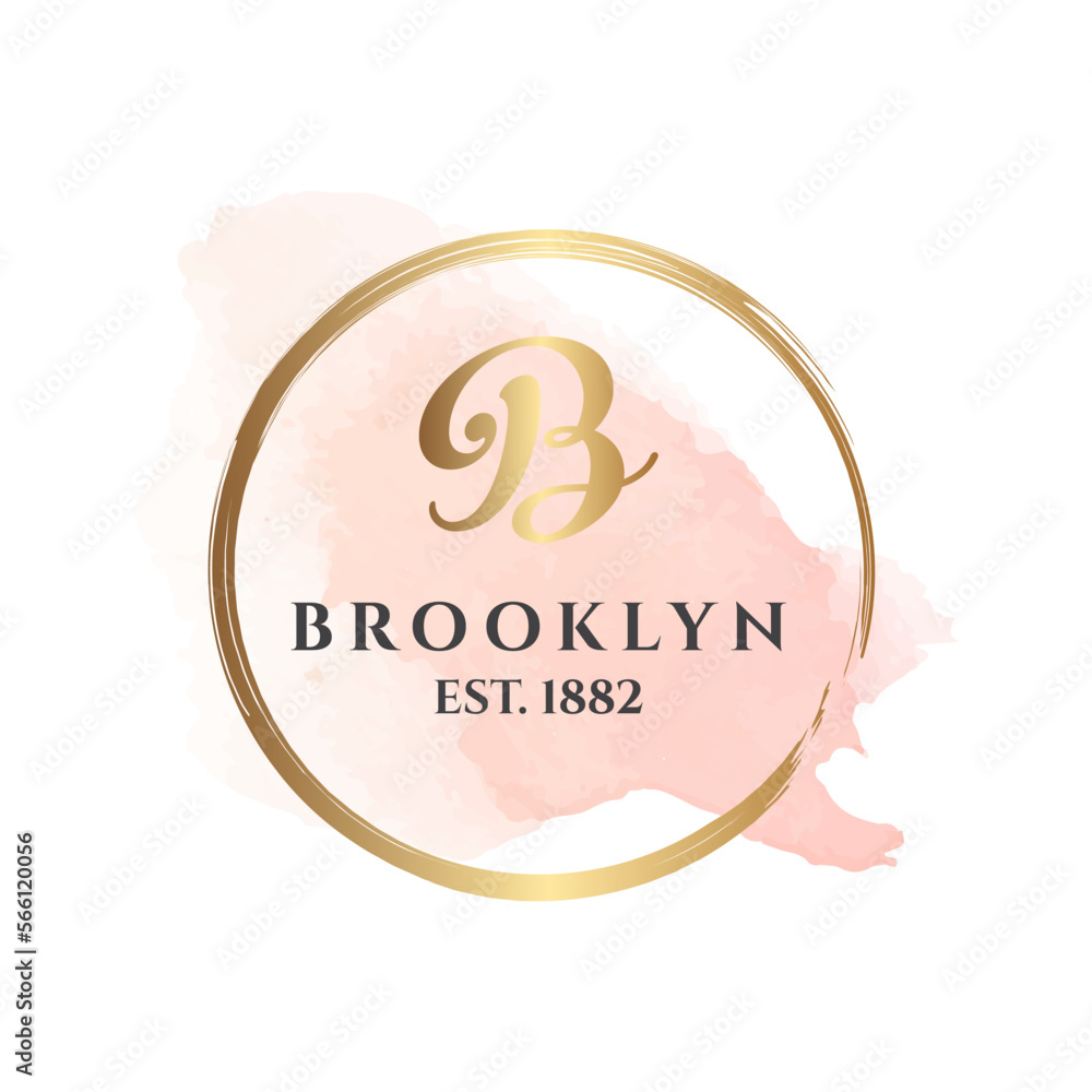 Beauty themed watercolor logo design with gold elements