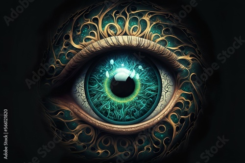 Futuristic eyeball intricate Iris and Pupil. Generative AI.