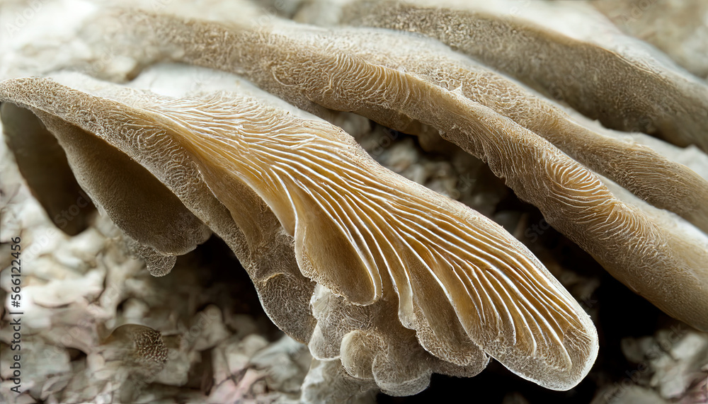 Fototapeta premium Close up of gills of oyster mushroom vegetable food