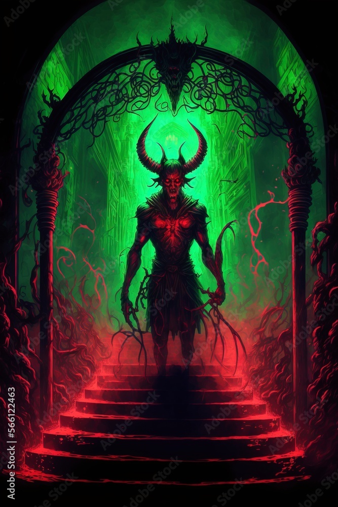 the demon standing in front of the gate with Generative AI
