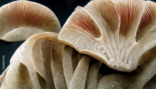 Close up of gills of oyster mushroom vegetable food © Mukhlesur